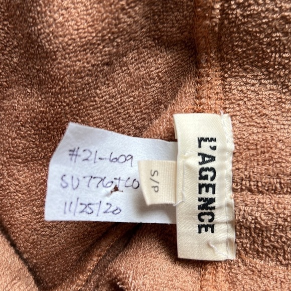 L’Agence Camel Brown Terry Crop Ankle Wide Leg Pant Size S - Picture 5 of 5